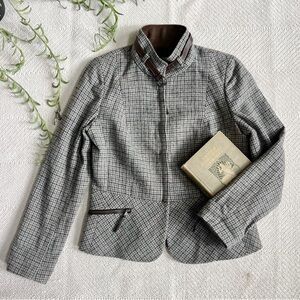 Talbots Houndstooth Plaid Wool Equestrian Tailored Jacket size 10